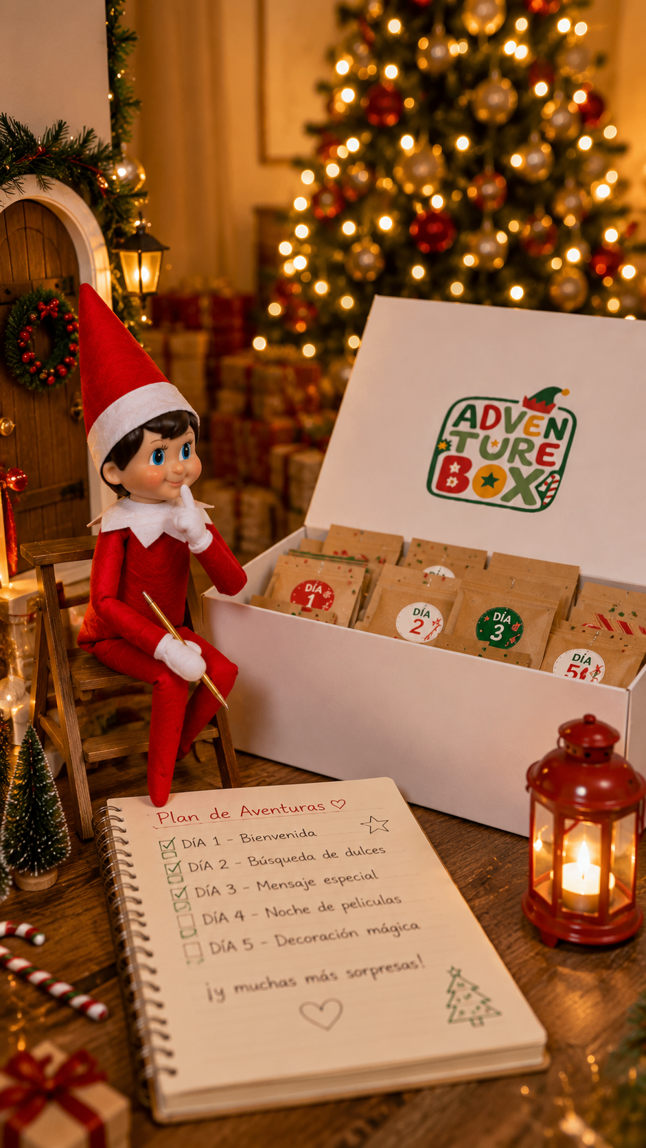 Adventure Box con el plan de aventuras y bolsas por día